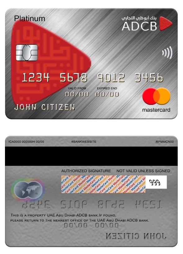 UAE Abu Dhabi ADCB bank mastercard platinum